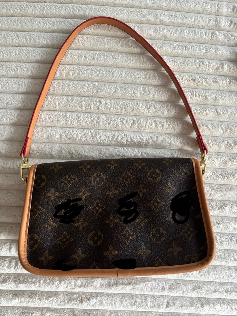 Brown Monogram Shoulder Bag with Tan Trim - Picture 2 of 7